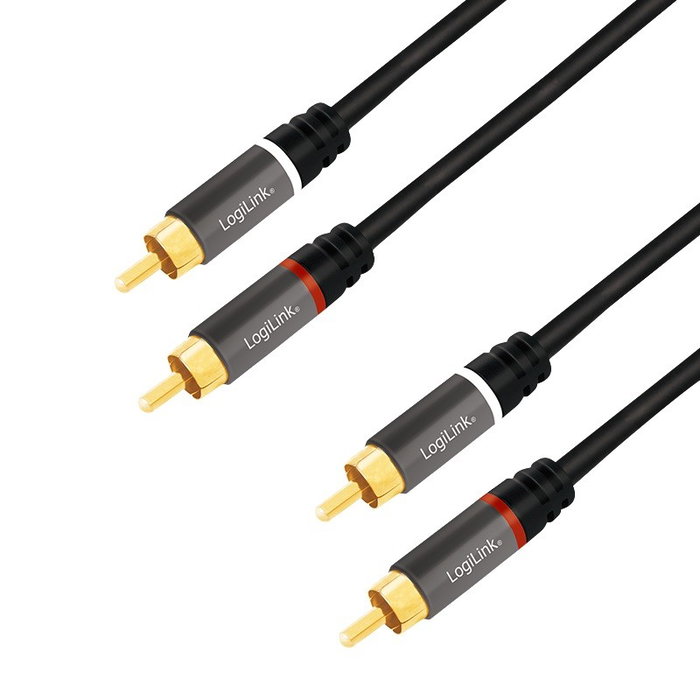 LogiLink Cable de Audio 2x RCA/M a 2x RCA/M Negro 2m