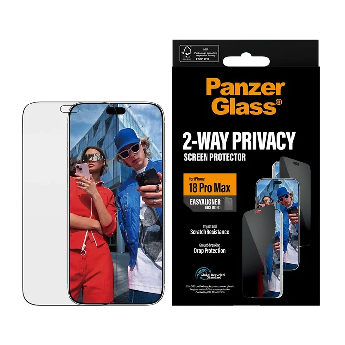 PanzerGlass Protector de Pantalla con Privacidad para iPhone 18 Pro Max, Ultra-Wide Fit con EasyAligner