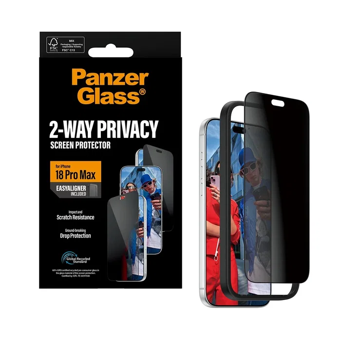 PanzerGlass Protector de Pantalla con Privacidad para iPhone 18 Pro Max, Ultra-Wide Fit con EasyAligner