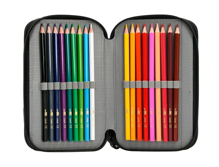 Antartik Plumier Escolar Triple Cremallera Color Azul 36 Piezas