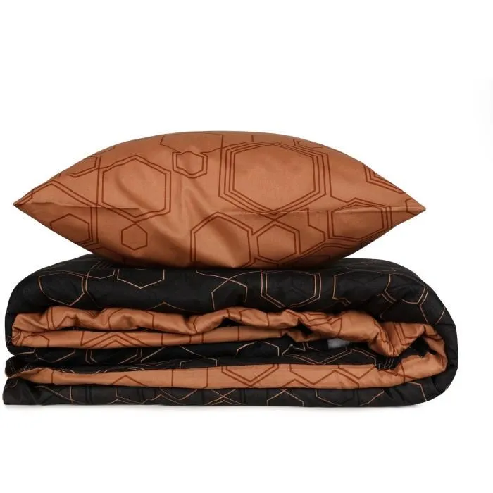 Textiles Hogar Juego de Cama con Funda Nórdica 220x240 cm y 2 Fundas de Almohada 60x60 cm, 100% Algodón, Color Cobre - ASI8683342456302