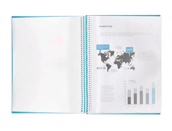 Liderpapel Carpeta Escaparate con Espiral 30 Fundas Polipropileno Din A4 Azul