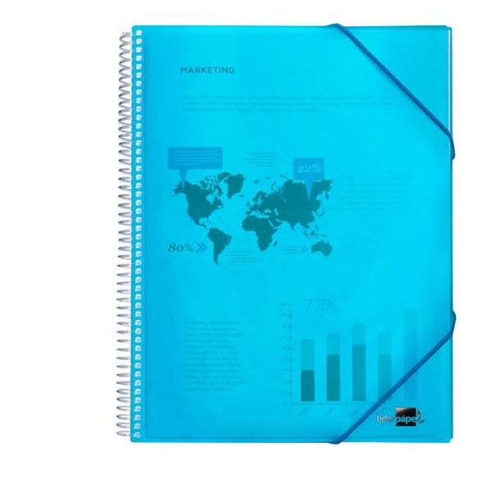 Liderpapel Carpeta escaparate con espiral Azul 30 fundas Din A4 Liderpapel Carpeta escaparate con espiral Azul 30 fundas Din A4