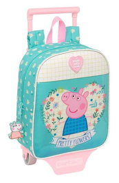 Mochila Escolar con Ruedas Peppa Pig Pretty flowers Amarillo Menta 22 x 27 x 10 cm