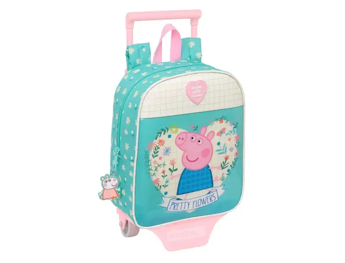 Safta Set de Mochila y Carro Peppa Pig Pretty Flowers