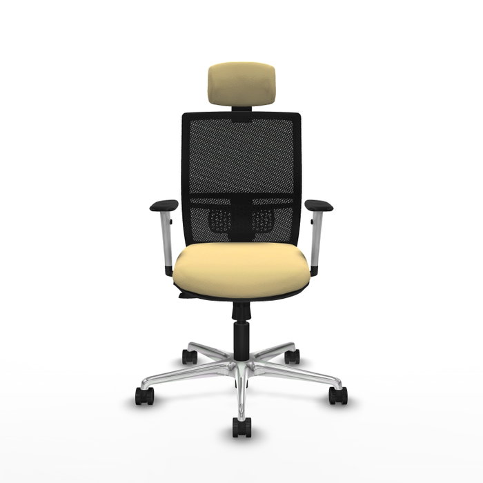 PIQUERAS Y CRESPO Silla de oficina Yunquera con mecanismo Sincro/Traslack Crema y Negro