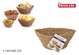 Privilege Cesta Seagrass Cuadrada 17.5 x 17.5 x 7.7 cm (24 Unidades)
