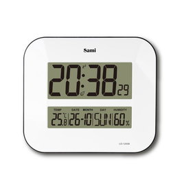 SAMI Reloj LCD sobremesa o pared blanco con calendario
