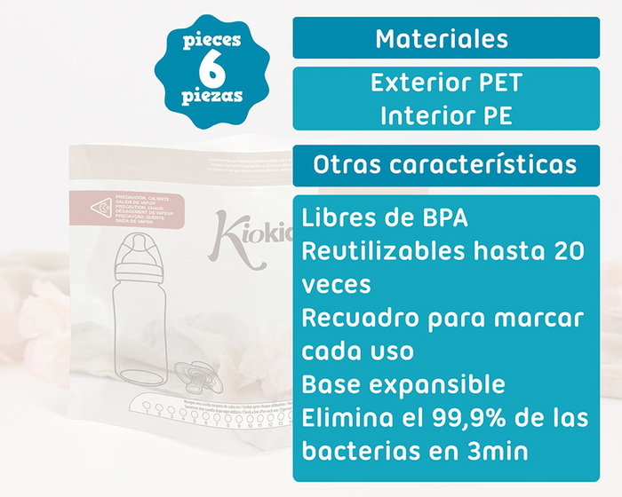 KioKids Bolsas de Esterilización para Microondas 6 Unidades KioKids Bolsas de Esterilización para Microondas 6 Unidades