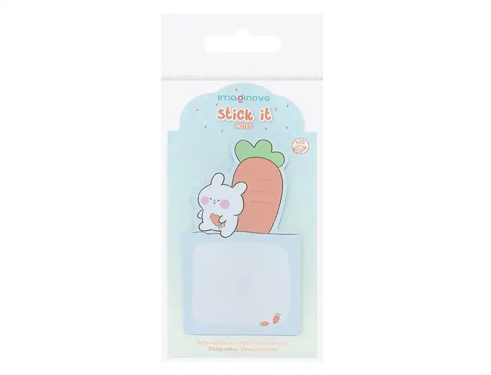 Imaginovo Bloc notas adhesivas bunny con soporte 20 hojas azul 60x125 mm