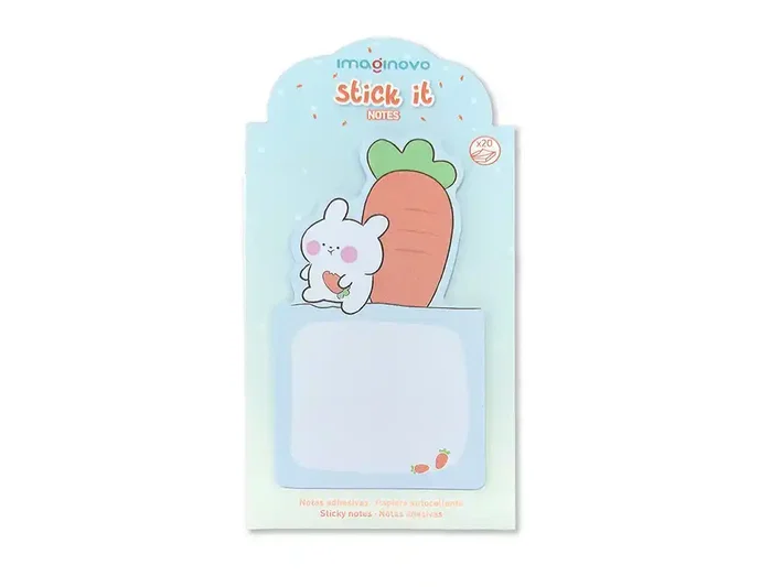 Imaginovo Bloc notas adhesivas bunny con soporte 20 hojas azul 60x125 mm