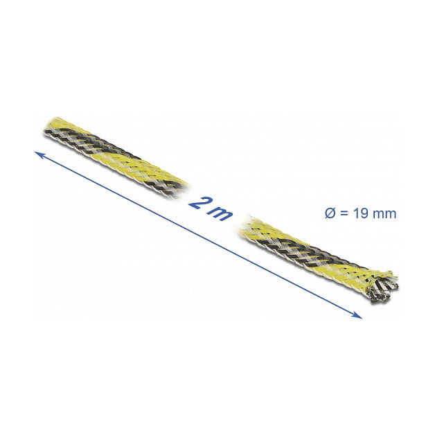 DeLOCK Funda trenzada estirable 2 m x 19 mm negro-amarillo