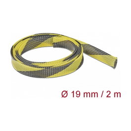 DeLOCK Funda trenzada estirable 2 m x 19 mm negro-amarillo