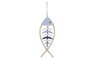 DKD Home Decor Decoración Colgante de Pez Azul y Blanco en MDF con Cuerda