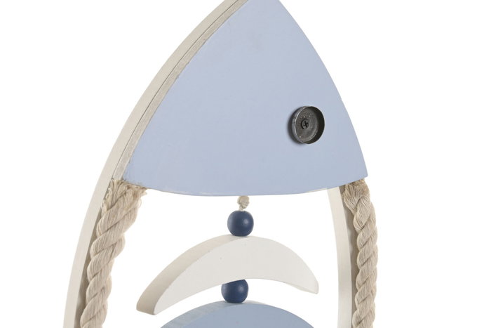 DKD Home Decor Decoración Colgante de Pez Azul y Blanco en MDF con Cuerda