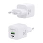 Aisens Cargador de Pared GaN 25W con USB-C PD3.0 y USB-A QC3.0 Blanco