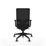 Silla de oficina Horna con mecanismo Sincro tapizada con Similpiel color Gris oscuro y malla color Negro. Equipada con lumbar 1D, Brazos 1D y Ruedas 65 mm parqué