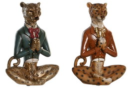 DKD Home Decor Figura de Resina Leopardo Surtido de 2 Piezas