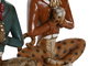 DKD Home Decor Figura Leopardo Resina Azul Marron Dorado 9.5 x 23 x 16 cm (2 Unidades)