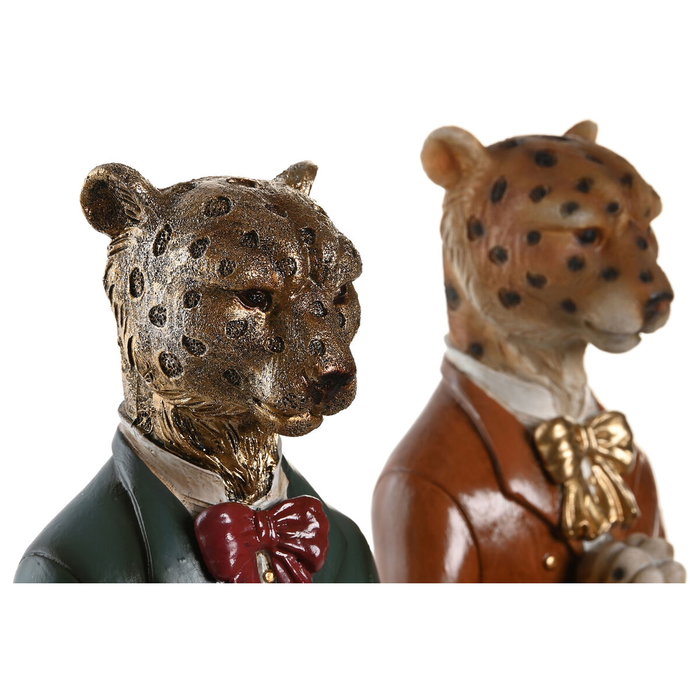 DKD Home Decor Figura de Resina Leopardo Surtido de 2 Piezas