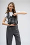 Lucky Bees Bolso 1233 - Gris, Negro, Bolso de Mano de Piel de Polivinilo Elegante y Versátil con un Bolsillo Interior