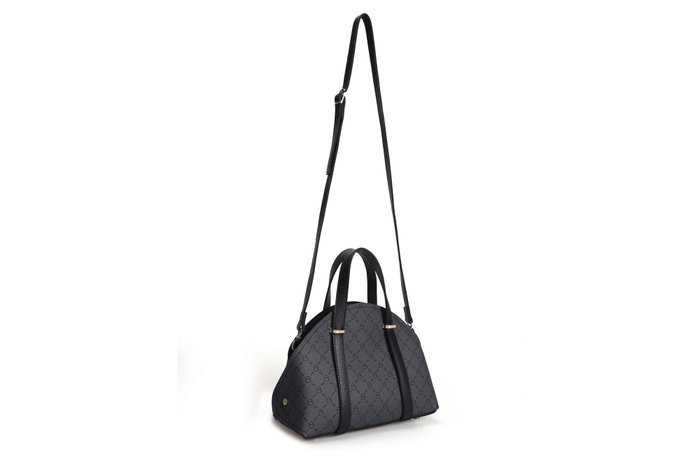 Lucky Bees Bolso 1233 - Gris, Negro, Bolso de Mano de Piel de Polivinilo Elegante y Versátil con un Bolsillo Interior Lucky Bees Bolso 1233 - Gris, Negro, Bolso de Mano de Piel de Polivinilo Elegante y Versátil con un Bolsillo Interior