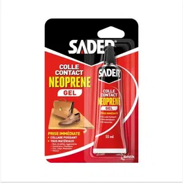 Sader Tubo Adhesivo de Contacto Gel Neopreno Súper Potente, Configuración Multipropósito, Ideal Soportes Porosos/Verticales - 55 ml
