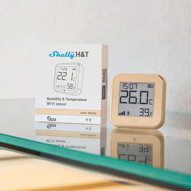Shelly H&T Gen. 3 Matte Mocha Sensor de Temperatura y Humedad WLAN BT USB-C / Batería