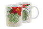DKD Home Decor Set de 12 Tazas de Porcelana con Diseño Floral, Beige y Rojo