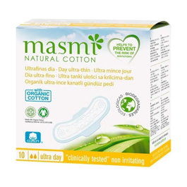 Masmi Natural Cotton Compresas Ultrafinas Día con Alas 10 unidades