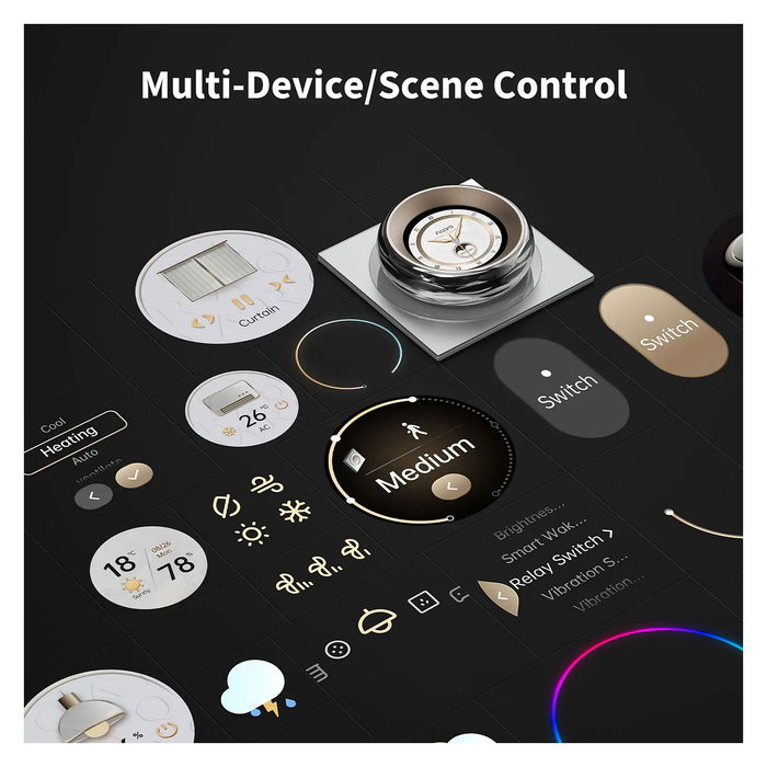 Aqara Touchscreen Dial V1 DS-K01D, Botón Inteligente con Pantalla Táctil, Control para Alexa/Siri/Google Home, Blanco, Wi-Fi/Bluetooth, Conexión por Cable