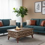 Hanah Home Mesa de Café Ada Nogal Tablero de Partículas Melamina Patas Plástico Dimensiones Ajustables 90-120 cm