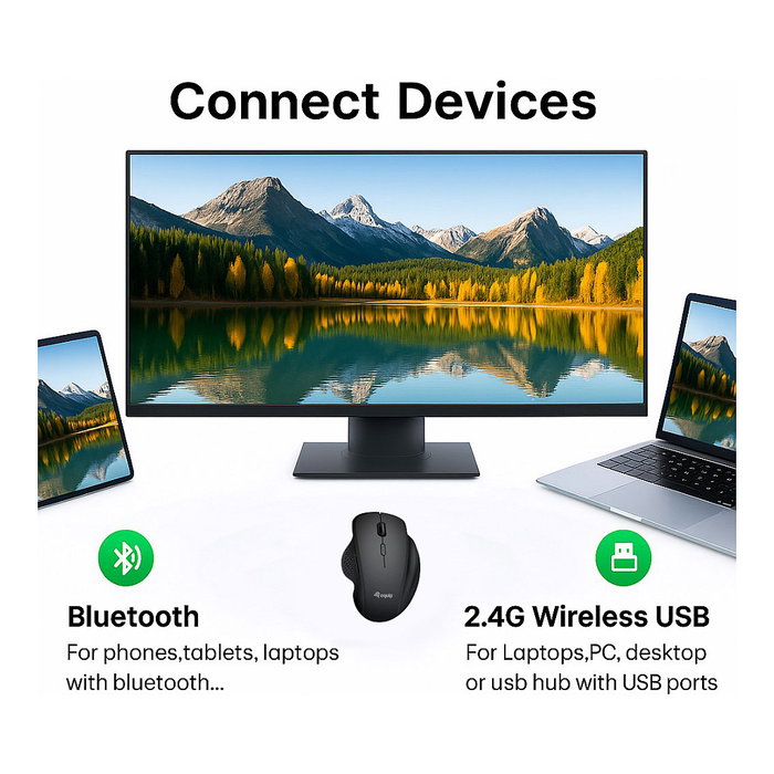 EQUIP Ratón Inalámbrico de Modo Dual 6 Botones Negro