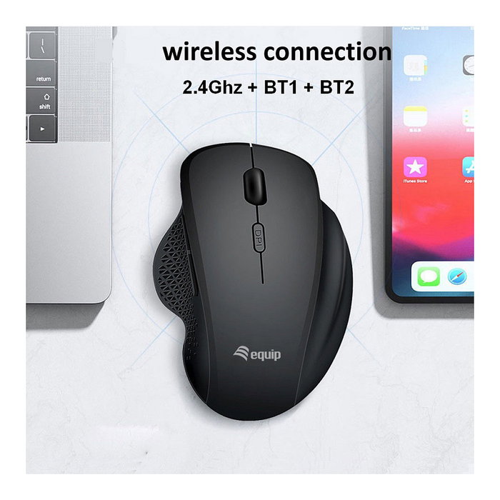 EQUIP Komfortmaus Wireless Dual Mode 6 Btn Negro Derecha - Ratón Inalámbrico Ergonómico con 6 Botones EQUIP Komfortmaus Wireless Dual Mode 6 Btn Negro Derecha - Ratón Inalámbrico Ergonómico con 6 Botones