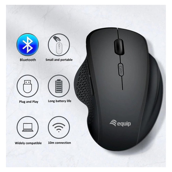 EQUIP Komfortmaus Wireless Dual Mode 6 Btn Negro Derecha - Ratón Inalámbrico Ergonómico con 6 Botones EQUIP Komfortmaus Wireless Dual Mode 6 Btn Negro Derecha - Ratón Inalámbrico Ergonómico con 6 Botones