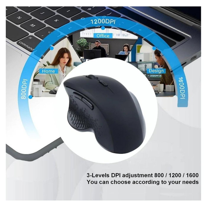 EQUIP Ratón Inalámbrico de Modo Dual 6 Botones Negro
