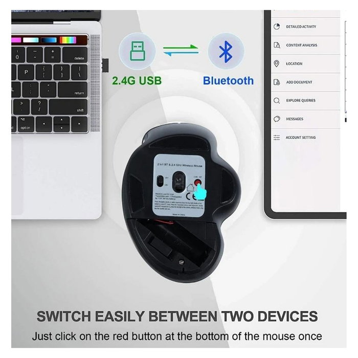 EQUIP Komfortmaus Wireless Dual Mode 6 Btn Negro Derecha - Ratón Inalámbrico Ergonómico con 6 Botones EQUIP Komfortmaus Wireless Dual Mode 6 Btn Negro Derecha - Ratón Inalámbrico Ergonómico con 6 Botones