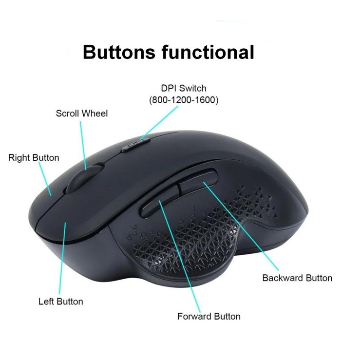 EQUIP Ratón Inalámbrico de Modo Dual 6 Botones Negro
