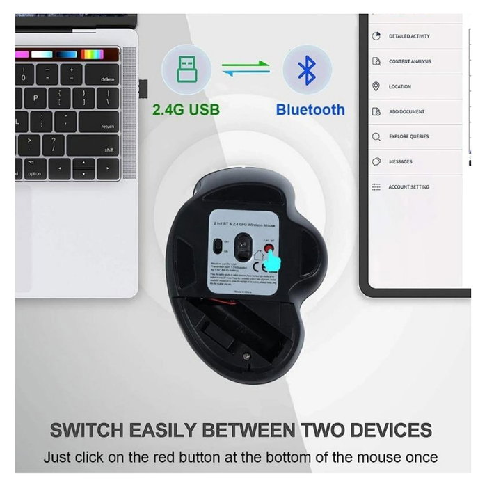 EQUIP Ratón Inalámbrico de Modo Dual 6 Botones Negro