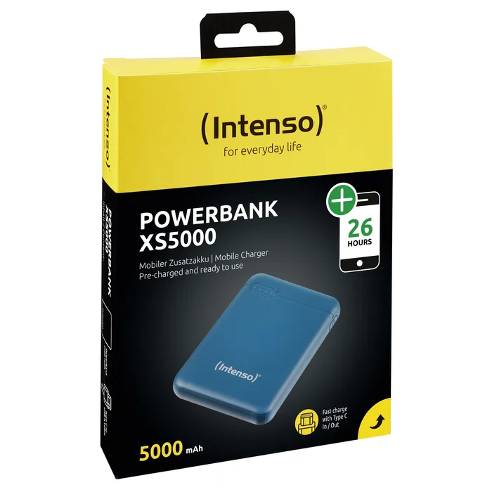 Intenso XS5000 Power Bank 5000 mAh Batería Externa Portátil Polímero de Litio con Pantalla LED, USB-C y Micro-USB, Color Petróleo