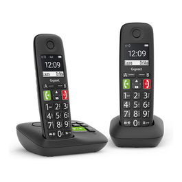 Gigaset E290A Duo Teléfono Inalámbrico con Contestador Automático y Identificador de Llamadas Negro