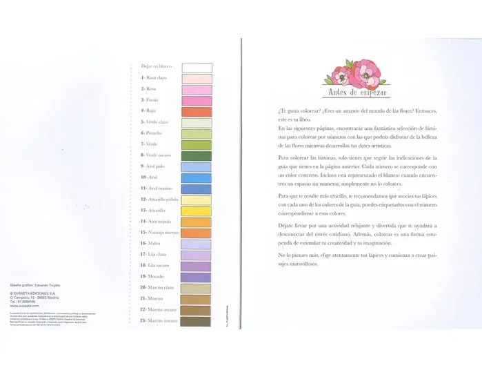 Susaeta Cuaderno de colorear flores por números 64 páginas Susaeta Cuaderno de colorear flores por números 64 páginas