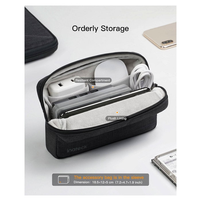 Inateck LB01007-13S Funda para Portátil 13.3 Pulgadas, Negro, EVA y Poliéster, Resistente a Impactos y Salpicaduras