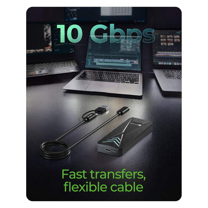 ICY BOX Spade Case 1805 Caja Externa SSD M.2 NVMe USB 3.2 Gen 2 Tipo-C 10 Gbps Hasta 2 TB Negro