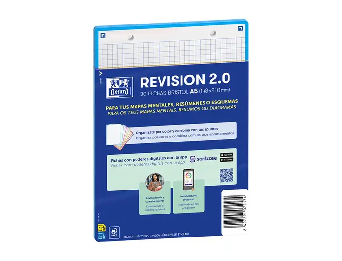 Oxford Fichas Revision 2.0 Turquesa A5 Cuadriculadas 5x5