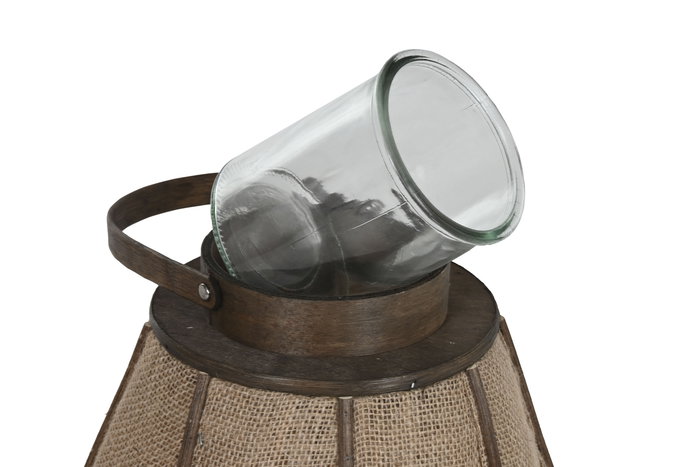 DKD Home Decor Portavelas Oriental Natural Yute Bambú 36 x 63 x 36 cm