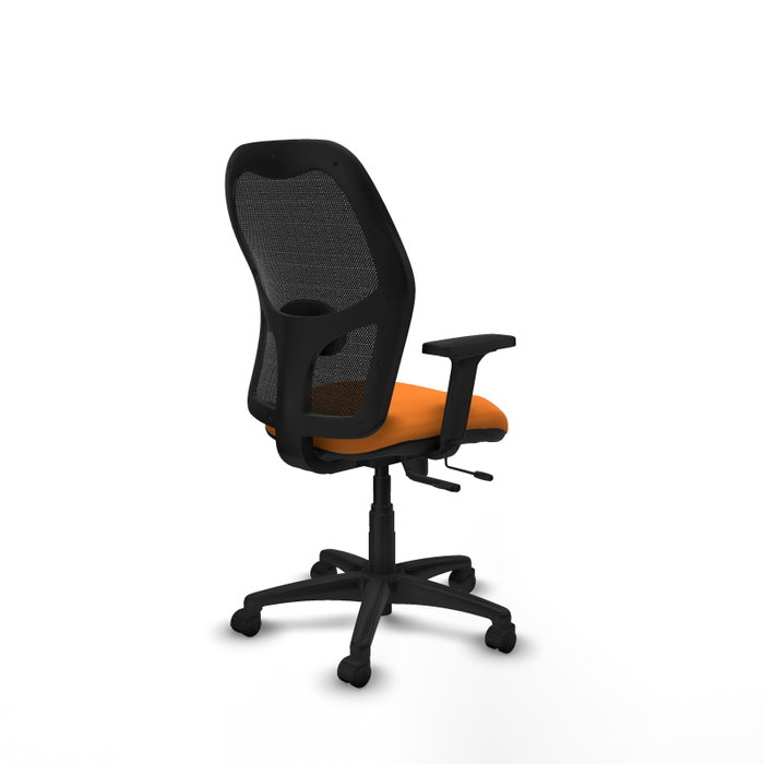 PIQUERAS Y CRESPO Silla de oficina Alocén con mecanismo traslack, malla negra y asiento naranja