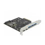 DeLOCK PCI Express x4 Card to 2 x USB Type-C + 3 x USB Type-A - SuperSpeed USB 10 Gbps (USB 3.2 Gen 2), SATA 15-pin, Internal, for Windows/Linux