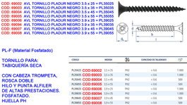 AVL Tornillo Pladur Negro 3.5 x 25 mm PL35025