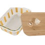 DKD Home Decor Set de 3 Recipientes de Cristal con Rayas Verde, Amarillo y Coral